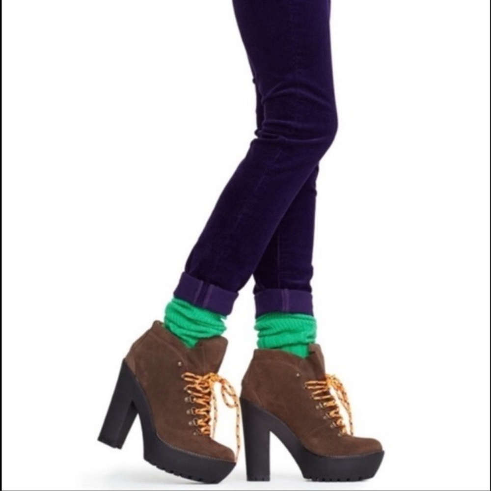 Polo Ralph Lauren Helene Chunky Platform Brown Suede Lace Up Boots Women’s 9